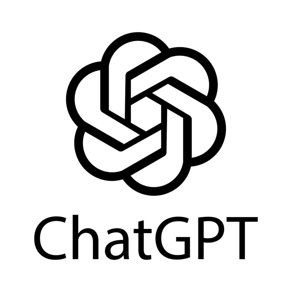 Crno-bijeli logo ChatGPT-a sa zamršenim dizajnom čvorova iznad teksta "ChatGPT" na bijeloj pozadini.
