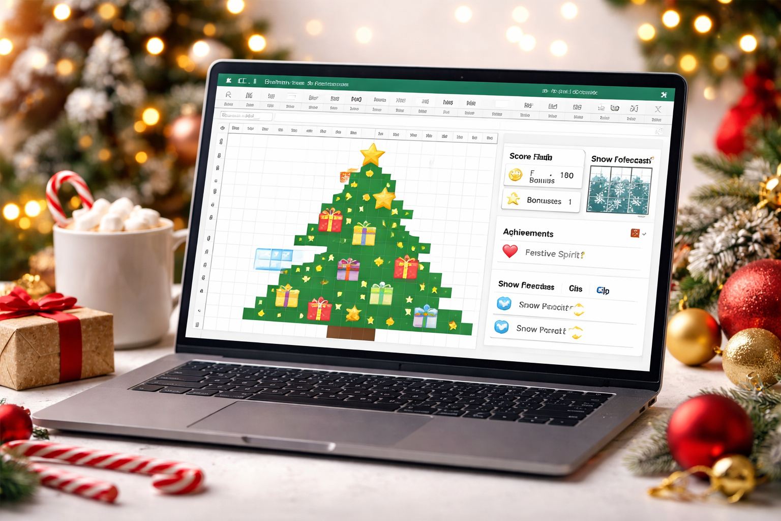 Excel program za ukrašavanje božićnih jelki (bez VBA) — mala igra koju možete podijeliti s kolegama